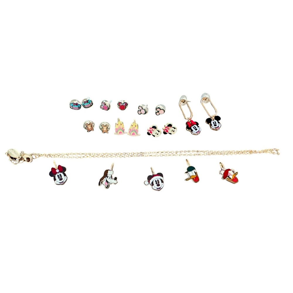 Disney Mickey Minnie Mouse Holiday Jewelry Set Necklace Charms Earrings Advent